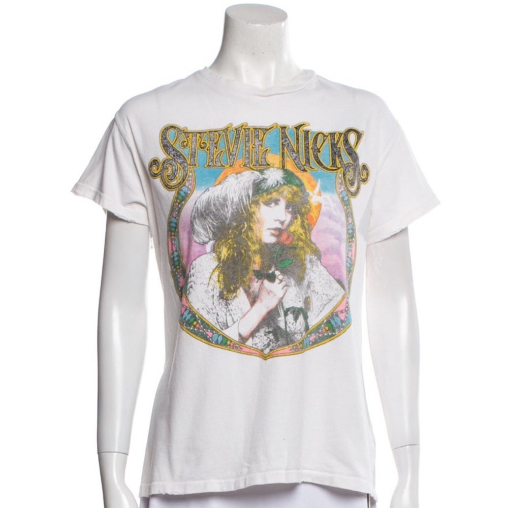 White Graphic Band Tee - Vintage Style Women’s Top